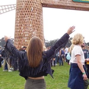 Faux suede fringe jacket
